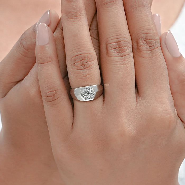 Antique Triangle Cut Lab Diamond Wedding Band