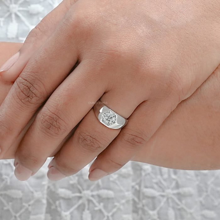 Antique Triangle Cut Lab Diamond Wedding Band