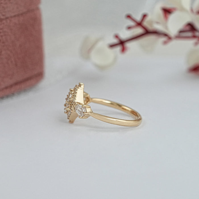 Antique Carre Cut Halo Diamond Engagement Ring