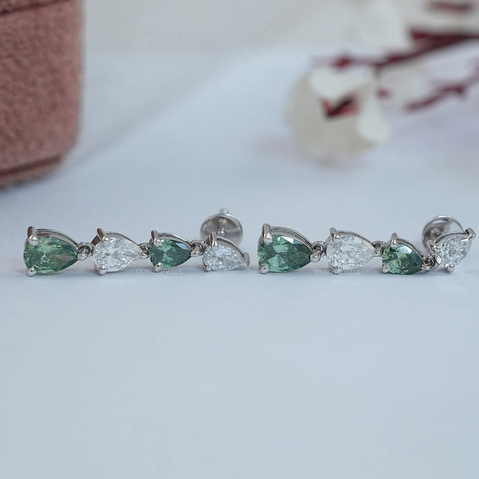 Green Pear Lab Diamond Dangle Earrings