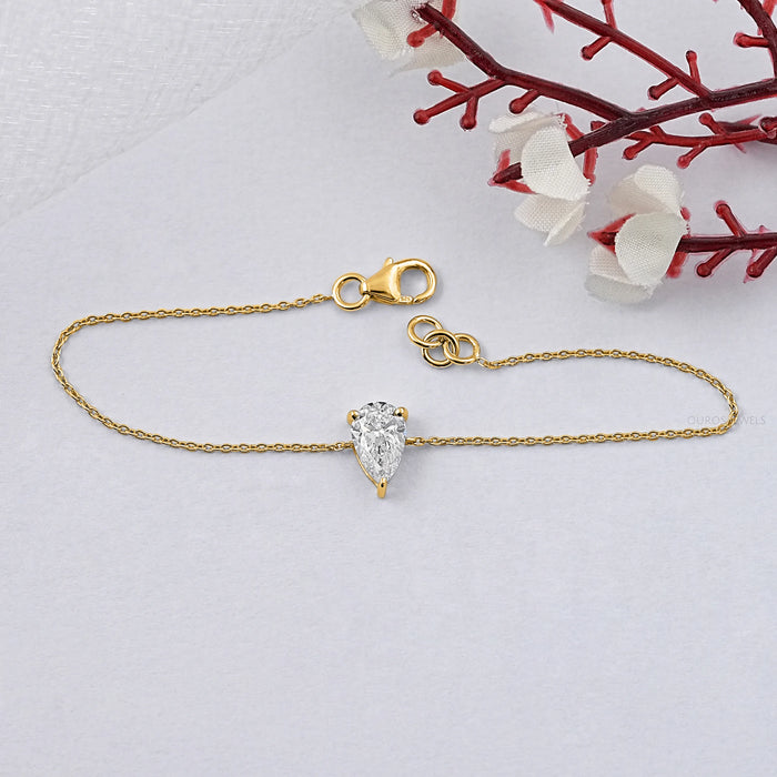 Pear Cut Lab Grown Diamond Solitaire Bracelet