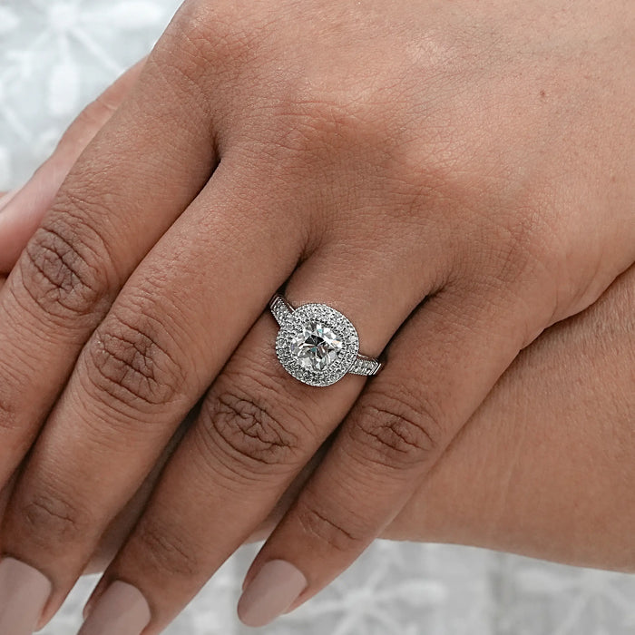 Old Mine Cushion Lab Diamond Halo Engagement Ring