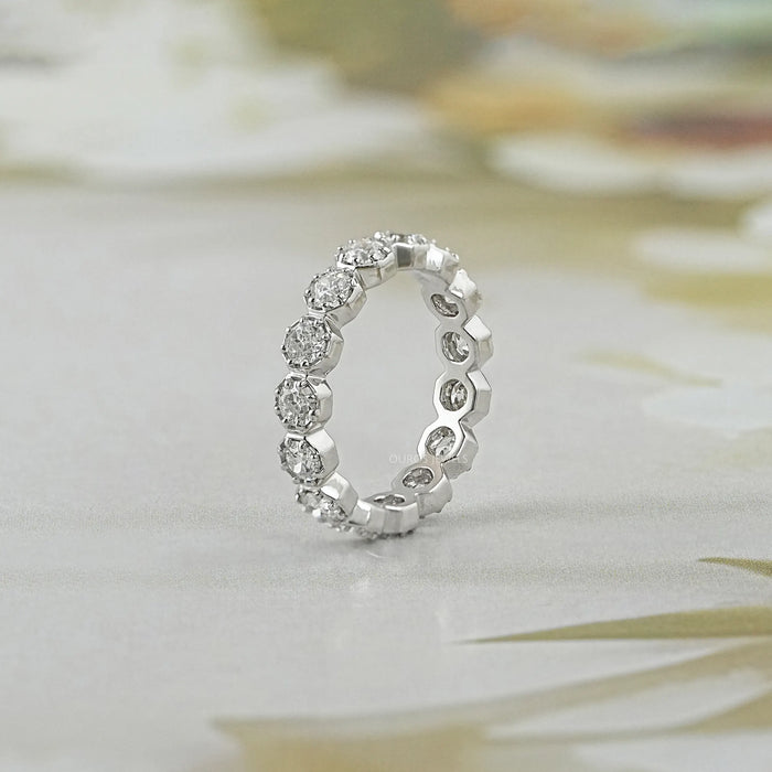 Old European Round Cut Lab Diamond Eternity Wedding Band