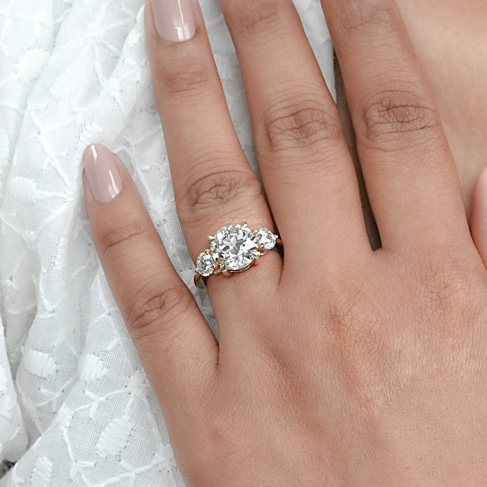 Three Stone OEC Round Cut Lab Grown Engagement Ring