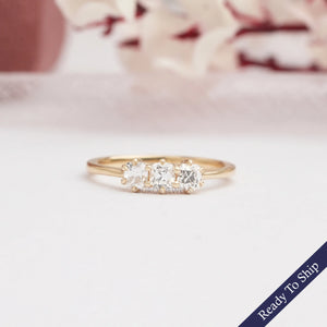 Three Stone Cushion Diamond Ring