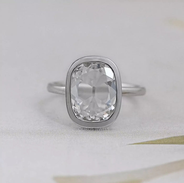 Old Mine Cushion Cut Bezel Set Solitaire Engagement Ring