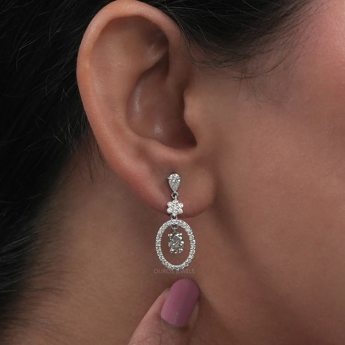 Oval Cut Lab Diamond Drop Earrings