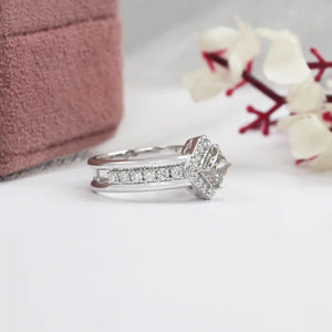 Princess Cut Halo With Accent Lab Diamond Ring