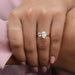 two stone engagement ring with pink radiant and oval cut lab grown diamond 