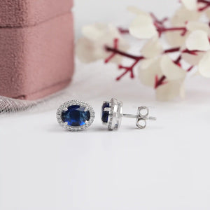 Oval Cut Sapphire Gemstone Stud