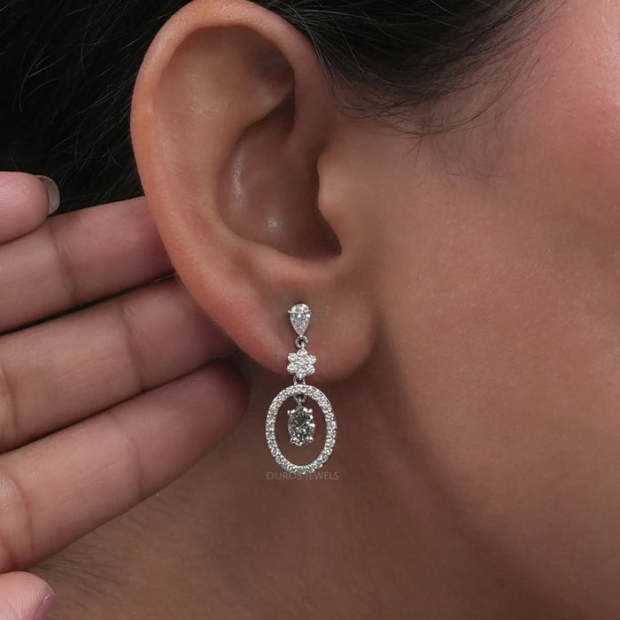 Oval Cut Lab Diamond Drop Earrings