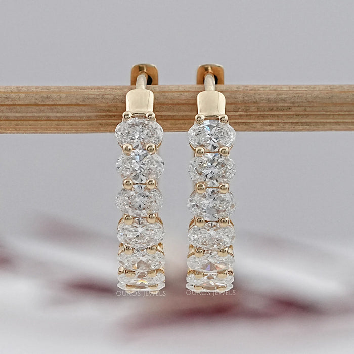 East West Oval Lab Grown Diamond Hoop Earrings