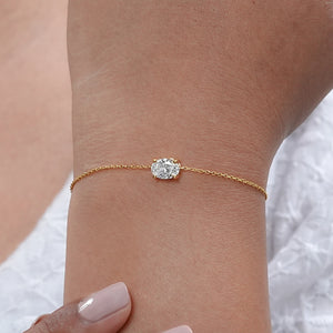 Oval Cut Lab Diamond Solitaire Chain Bracelet