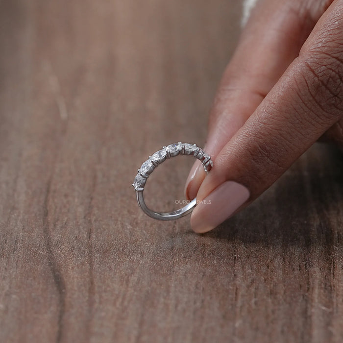 East West Oval Cut Lab Grown Diamond Wedding Band