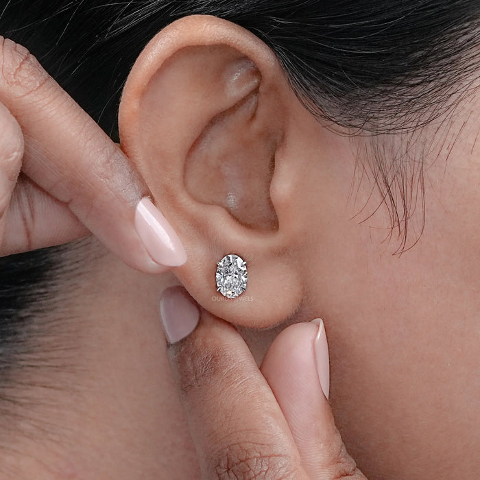 Oval Cut Lab Grown Diamond Stud Earrings