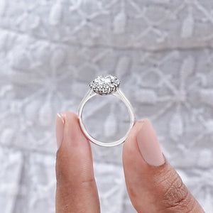 Oval Cut Lab Diamond Halo Set Engagement Ring