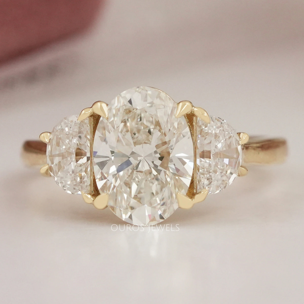 Stone Oval Engagement Ring Ouros Jewels
