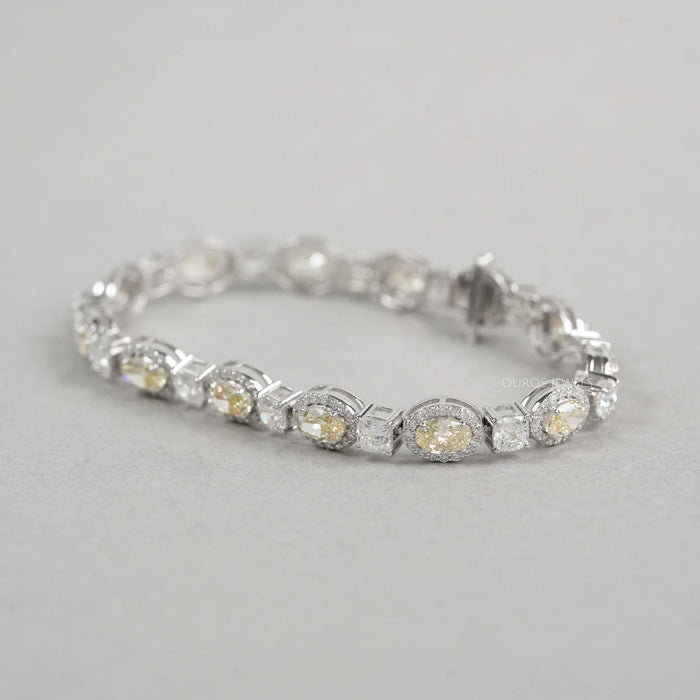 Yellow Oval Cut Halo Lab Grown Diamond Bracelet