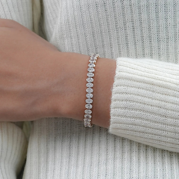 Oval Cut Lab Diamond Tennis Bracelet