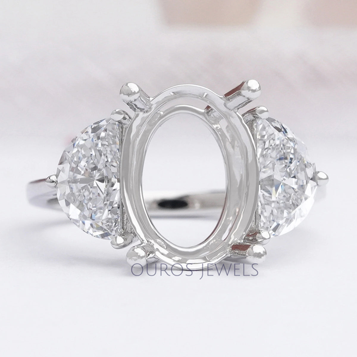 Semi Mount Half Moon Diamond Engagement Ring — Ouros Jewels