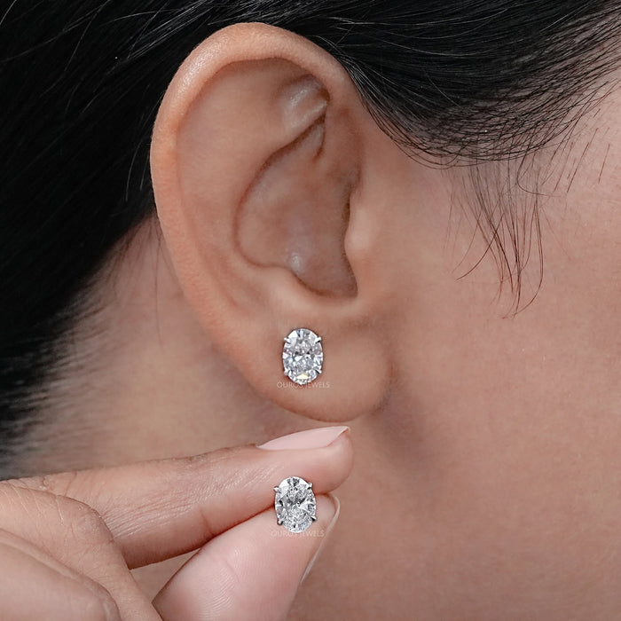 Oval Cut Lab Grown Diamond Stud Earrings