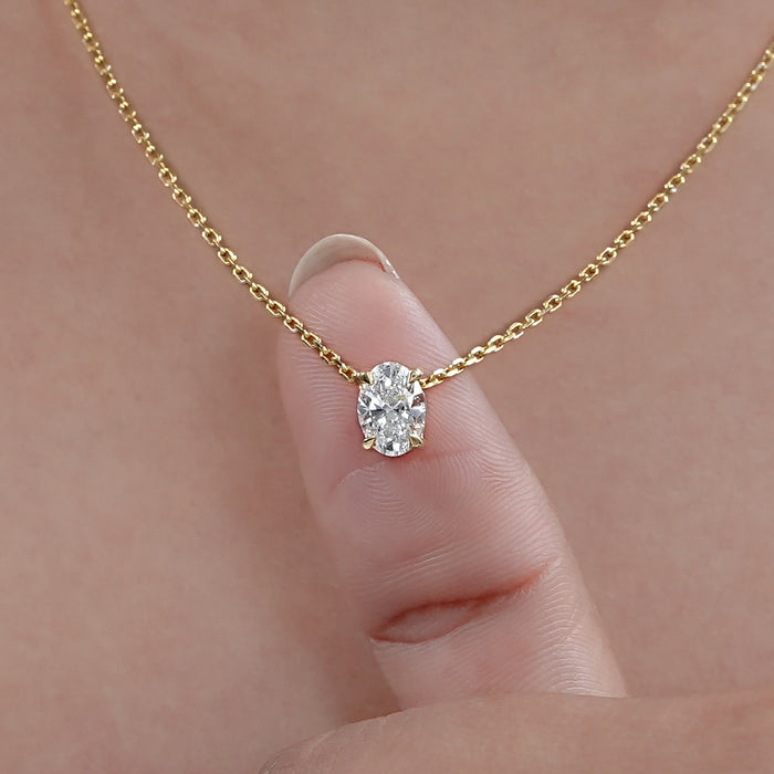 Oval Cut Lab Diamond Solitaire Pendant