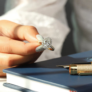 [Lab Create Diamond Oval Cut Halo Ring]-[Ouros Jewels]