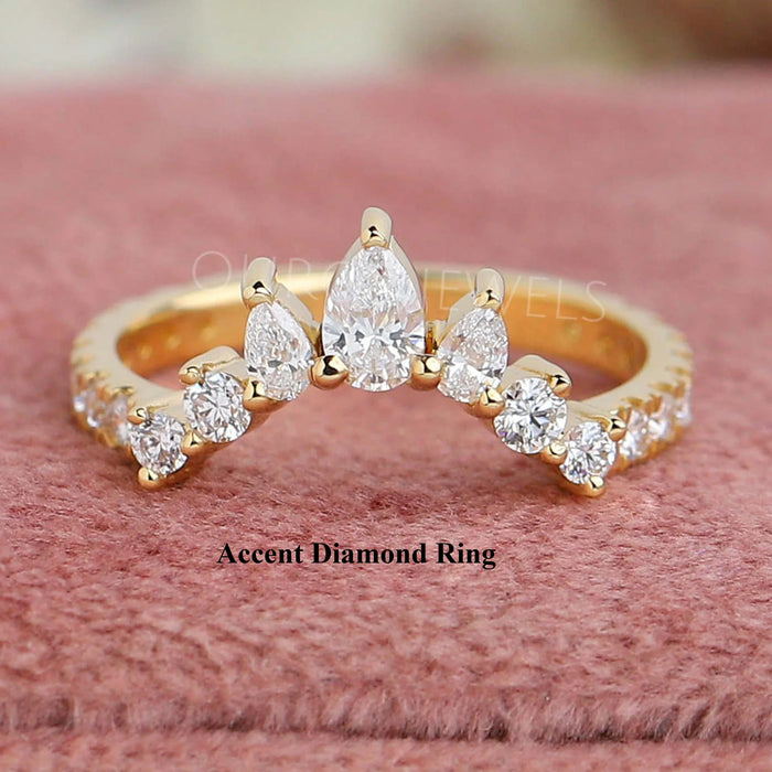 Pear And  Round Lab Diamond Curved Band