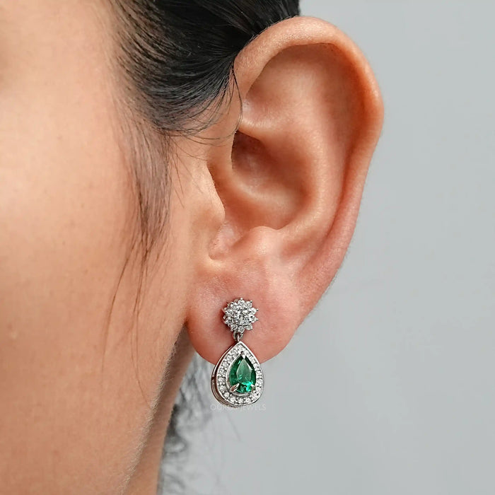 pear cut gemstone drop earring