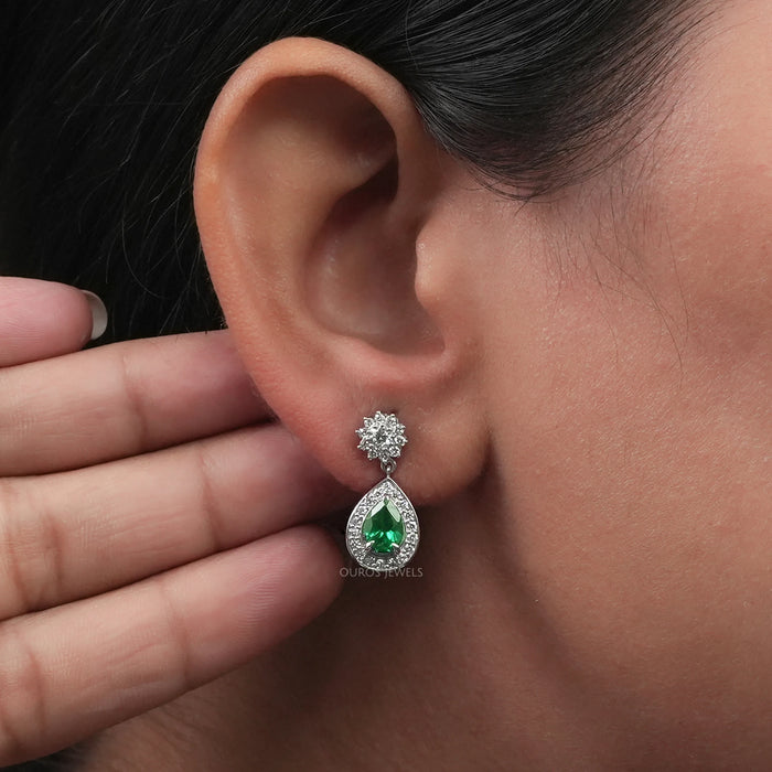 Pear Shape Emerald Drop Earrings