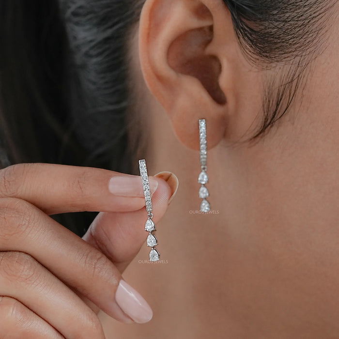 Pear Cut Lab Diamond Drop And Dangle Earrings