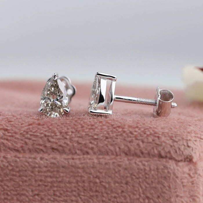 Olive Pear Diamond Stud Earrings