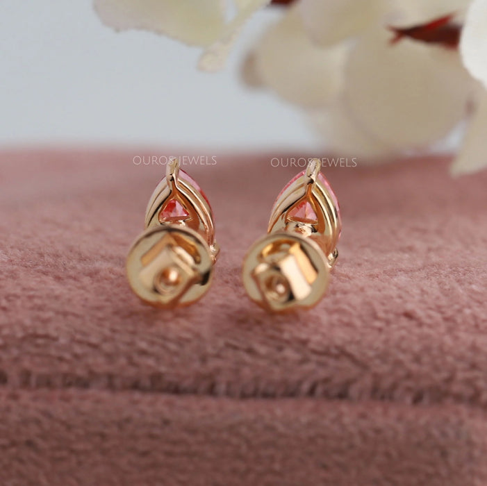 Pendientes Solitarios de Diamante Lab Tallado Pera Rosa