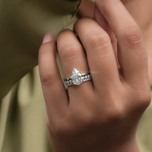 Pear Cut Lab Diamond Ring Set