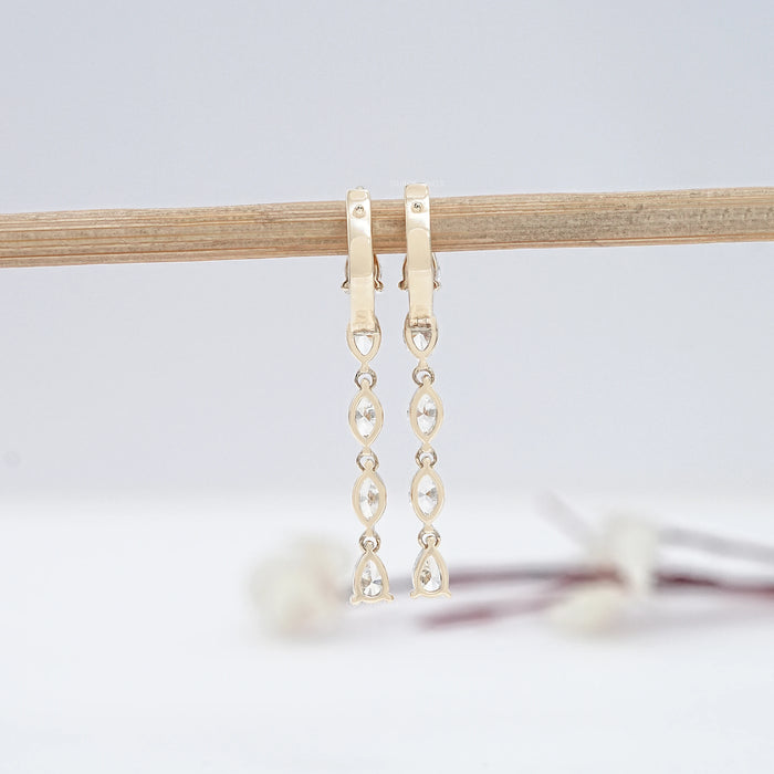 Pear And Marquise Cut Lab Diamond Dangle Earrings