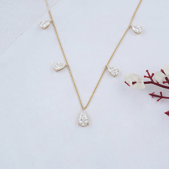 Pear Lab Grown Diamond Station Style Necklace