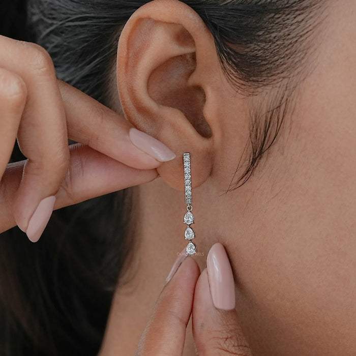 Pear Cut Lab Diamond Drop And Dangle Earrings
