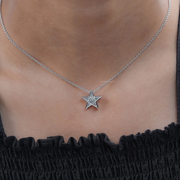 Pie Cut Diamond Star Shape Pendant