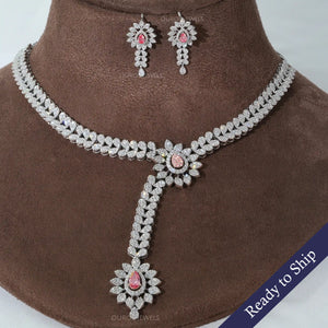 [Pink Round and Pear Diamond Set]-[Ouros Jewels]