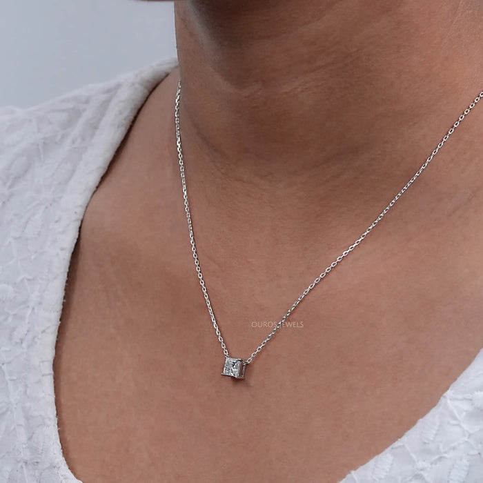 Princess Cut Lab Diamond Solitaire Pendant