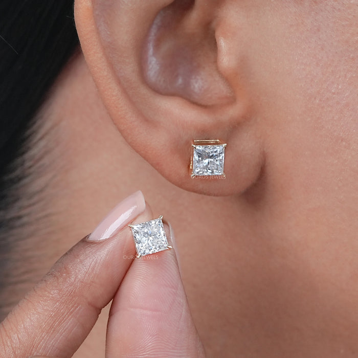 Princess Diamond Stud Earrings For Women