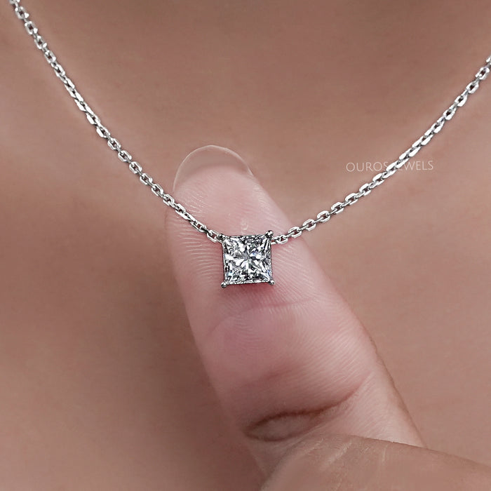 Princess Cut Lab Diamond Solitaire Pendant