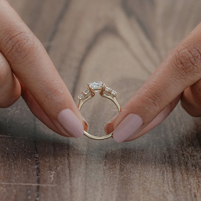 Princess And Baguette Diamond Five Stone Engagement Ring