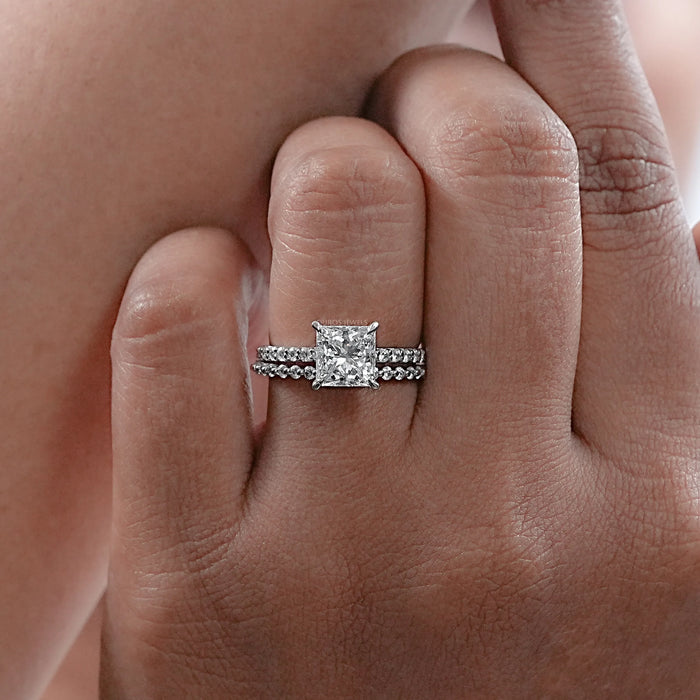 Princess Cut Lab Diamond Solitaire Bridal Set