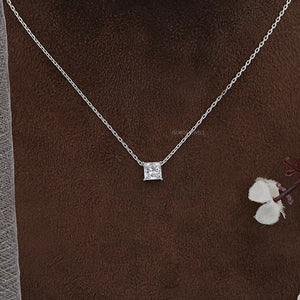 Princess Cut Lab Diamond Solitaire Pendant