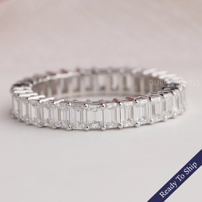 Emerald  Cut Full Eternity Wedding  Band