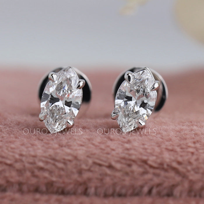 Pendientes de diamantes cultivados en laboratorio talla marquesa
