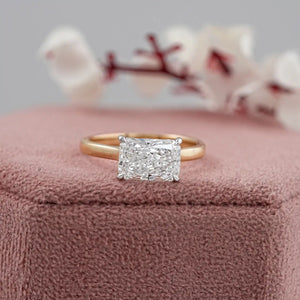 radiant diamond east west ring