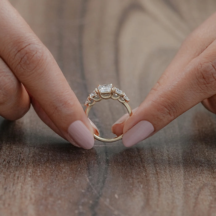 Radiant Lab Grown Diamond Five stone Engagement Ring