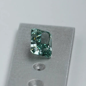 [Right Side View Of Fancy Green Radiant Cut Diamond]-[Ouros Jewels]